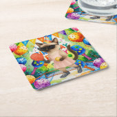 Pickleball verjaardagsfeestje kartonnen onderzetters (Schuin)