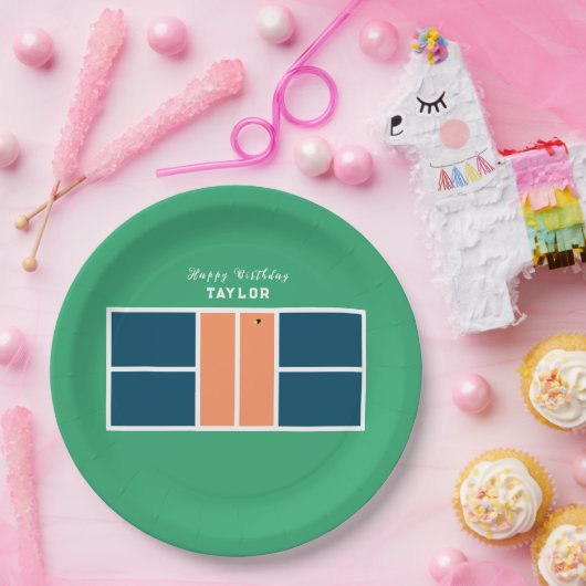 Pickleball verjaardagsfeestje papieren bordje (Feest)
