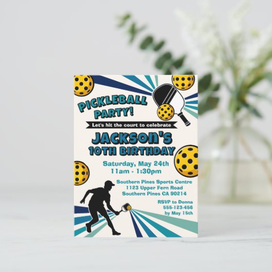 Pickleball Verjaardagsfeestje Retro Vintage Ansich Briefkaart (Staand voorkant)