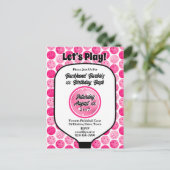 Pickleball verjaardagsfeestje roze wit foto briefkaart (Staand voorkant)