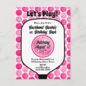 Pickleball verjaardagsfeestje roze wit foto briefkaart (Voorkant)