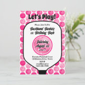 Pickleball verjaardagsfeestje roze wit foto kaart (Staand voorkant)
