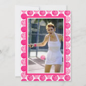 Pickleball verjaardagsfeestje roze wit foto kaart (Achterkant)