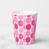 Pickleball verjaardagsfeestje roze wit gepersonali papieren bekers (Rechts)