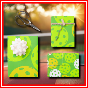 Pickleball Verjaardagsfeestje Schattig Groen Sport Inpakpapier Vel