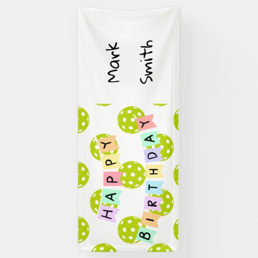 Pickleball verjaardagsfeestje spandoek (Verticaal)