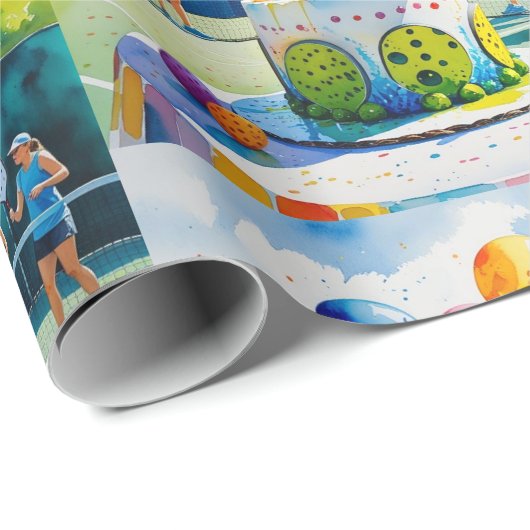 Pickleball verjaardagsfeestje thema cadeaupapier (Rol Hoek)