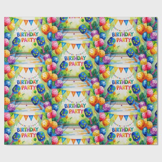 Pickleball verjaardagsfeestje thema cadeaupapier (Vlak)