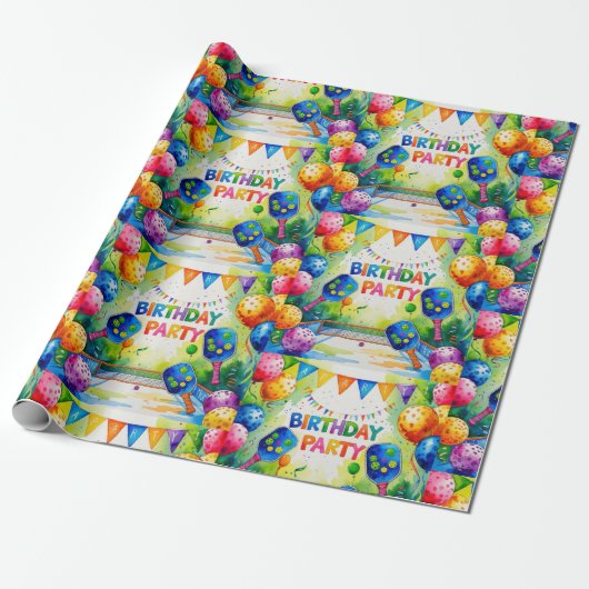 Pickleball verjaardagsfeestje thema cadeaupapier (Uitgerold)