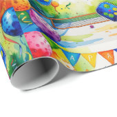 Pickleball verjaardagsfeestje thema cadeaupapier (Rol Hoek)