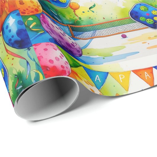 Pickleball verjaardagsfeestje thema cadeaupapier (Rol Hoek)