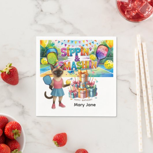 Pickleball verjaardagsfeestje thema servet (Insitu)