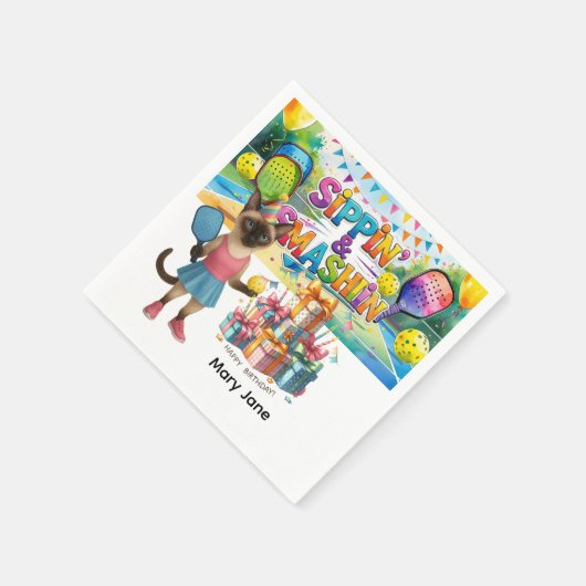 Pickleball verjaardagsfeestje thema servet (Hoek)