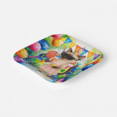 Pickleball verjaardagsfeestje thema voor kattenlie papieren bordje (Gebogen)