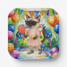 Pickleball verjaardagsfeestje thema voor kattenlie papieren bordje