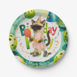 Pickleball verjaardagsfeestje thema voor kattenlie papieren bordje