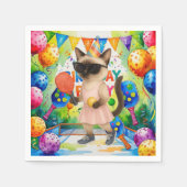 Pickleball verjaardagsfeestje thema voor kattenlie servet (Voorkant)