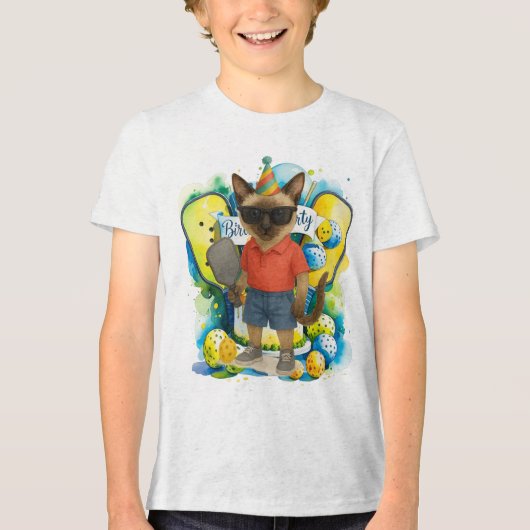 Pickleball verjaardagsfeestje Tri-Blend shirt (Voorkant)