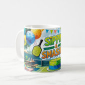 Pickleball verjaardagsthema koffiemok (Voorkant links)