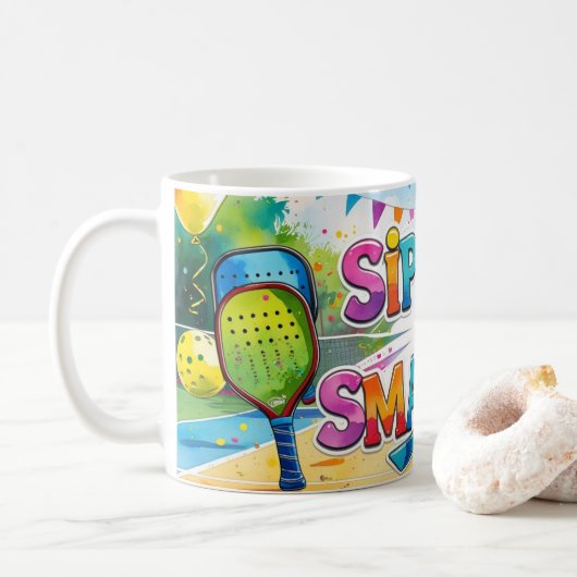 Pickleball verjaardagsthema koffiemok (Met donut)