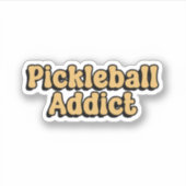 Pickleball verslaafde gele retro typografie sticker (Voorkant)