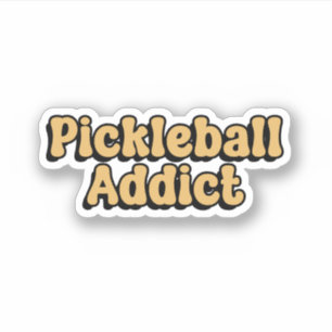 Pickleball verslaafde gele retro typografie sticker