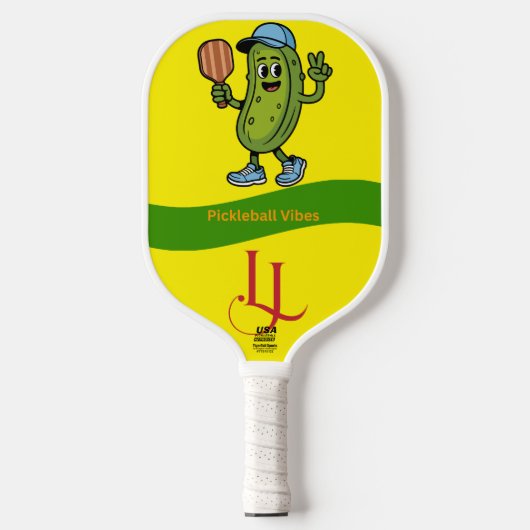 Pickleball Vibes Cartoon Pickle Paddle (Voorkant)