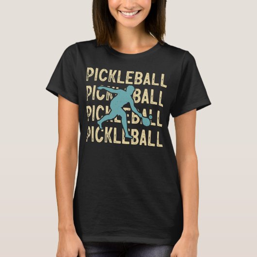 Pickleball vijf keer met een speler die bal raakt t-shirt (Voorkant)