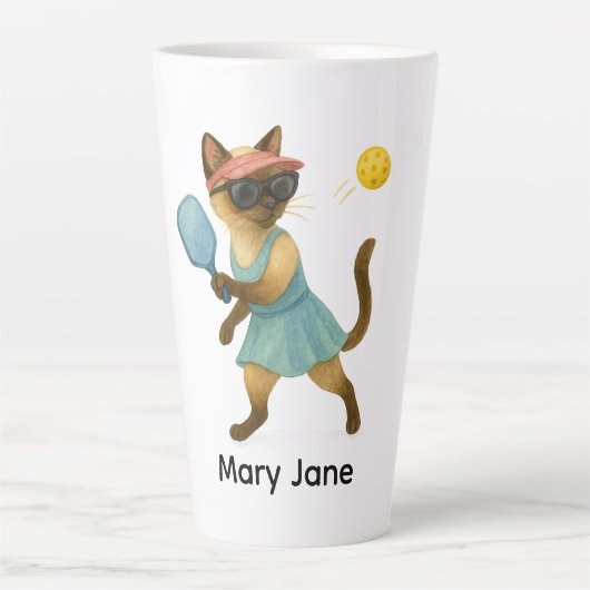 Pickleball voor Siamese kattenliefhebbers Latte Mok (Voorkant)