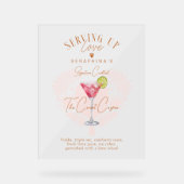 Pickleball Vrijgezellenfeest Waterverf Cocktail Dr Acryl Bord (Voorkant)