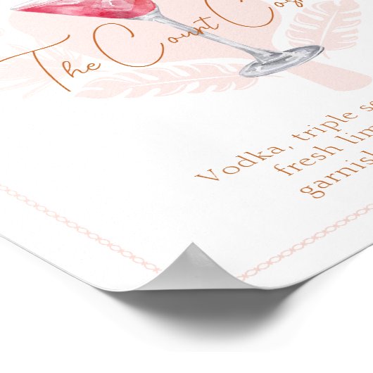 Pickleball Vrijgezellenfeest Waterverf Cocktail Dr Poster (Hoek)