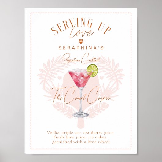 Pickleball Vrijgezellenfeest Waterverf Cocktail Dr Poster (Voorkant)