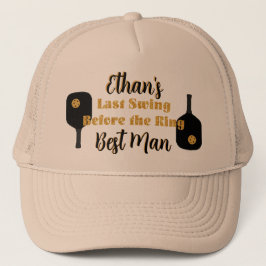 Pickleball vrijgezellenfeest Zwart Goud Persoonlij Trucker Pet