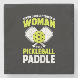 Pickleball-vrouw Grappig Pickleball-speler Cadeau Stenen Onderzetter