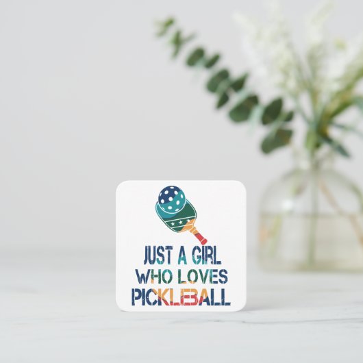 Pickleball vrouwen regenboog vierkante visitekaartje (Staand voorkant)