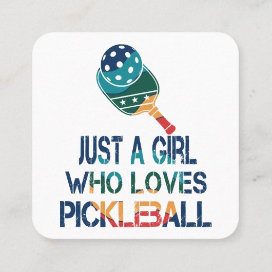 Pickleball vrouwen regenboog vierkante visitekaartje (Achterkant)