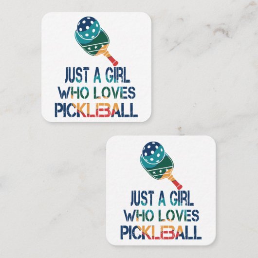 Pickleball vrouwen regenboog vierkante visitekaartje (Voorkant / Achterkant)