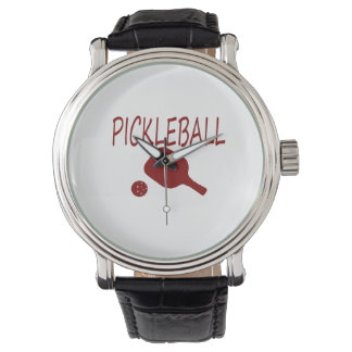 pickleball w paddle and ball red horloge
