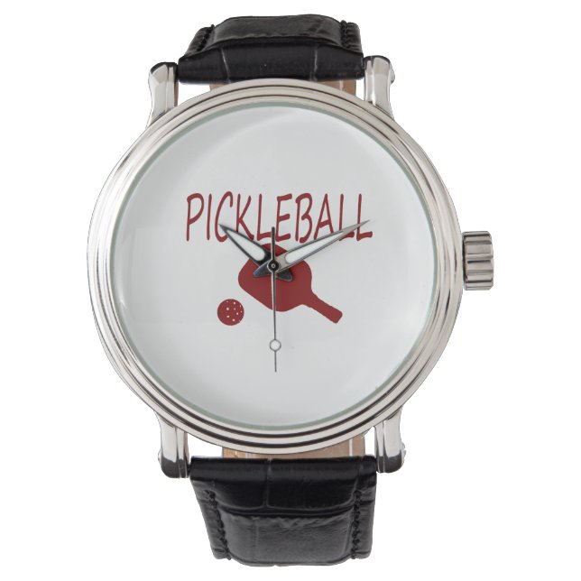 pickleball w paddle and ball red horloge (Voorkant)