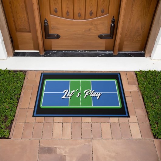 Pickleball Welcome Mat Blue Green Personalized (Buiten)