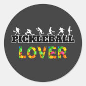 Pickleball Word Mannelijke Silhouetten Lover Ball Ronde Sticker (Voorkant)