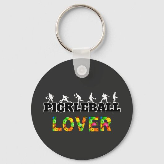 Pickleball Word Mannelijke Silhouetten Lover Ball Sleutelhanger (Voorkant)