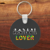 Pickleball Word Mannelijke Silhouetten Lover Ball Sleutelhanger (Voorkant)