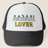 Pickleball Word Mannelijke Silhouetten Lover Ball Trucker Pet (Voorkant)
