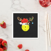 Pickleball Xmas Gift Reindeer Santa Hat Pickleball Servet (Insitu)