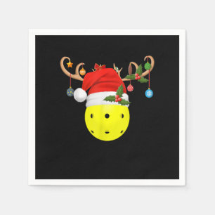 Pickleball Xmas Gift Reindeer Santa Hat Pickleball Servet