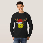 Pickleball Xmas Gift Reindeer Santa Hat Pickleball T-shirt (Voorkant volledig)