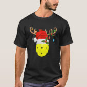 Pickleball Xmas Gift Reindeer Santa Hat Pickleball T-shirt (Voorkant)