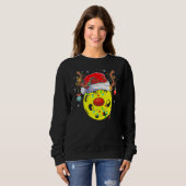 Pickleball Xmas Reindeer Santa Hat Pickleball Chri Trui (Voorkant volledig)