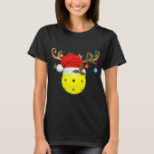 Pickleball Xmas Reindeer Santa Hat T-shirt (Voorkant)